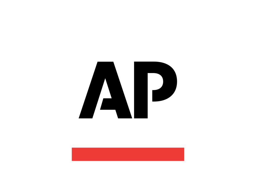 Associated Press logo, Letters A and P in black on white background with red stripe across the bottom
