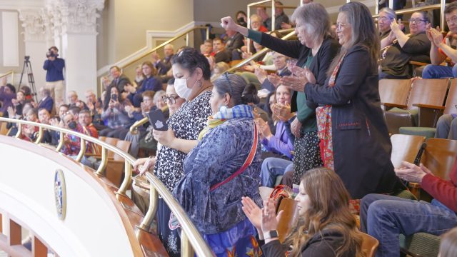 Wabanaki leaders, citizens and allies watched the address from the House balcony.