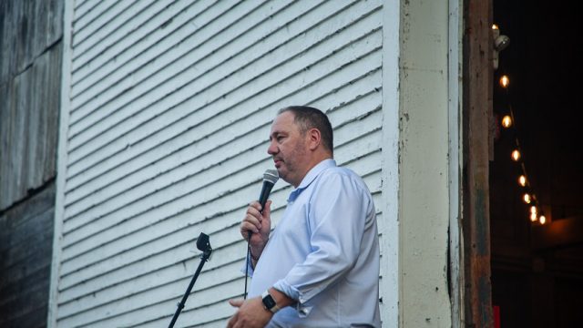 Penobscot Nation Chief Kirk Francis speaks to the crowd.